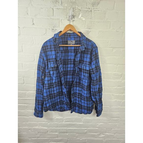 Slate & Stone Men's Flannel Button Down Shirt Long Sleeve Blue Black Size XXL - Picture 1 of 5